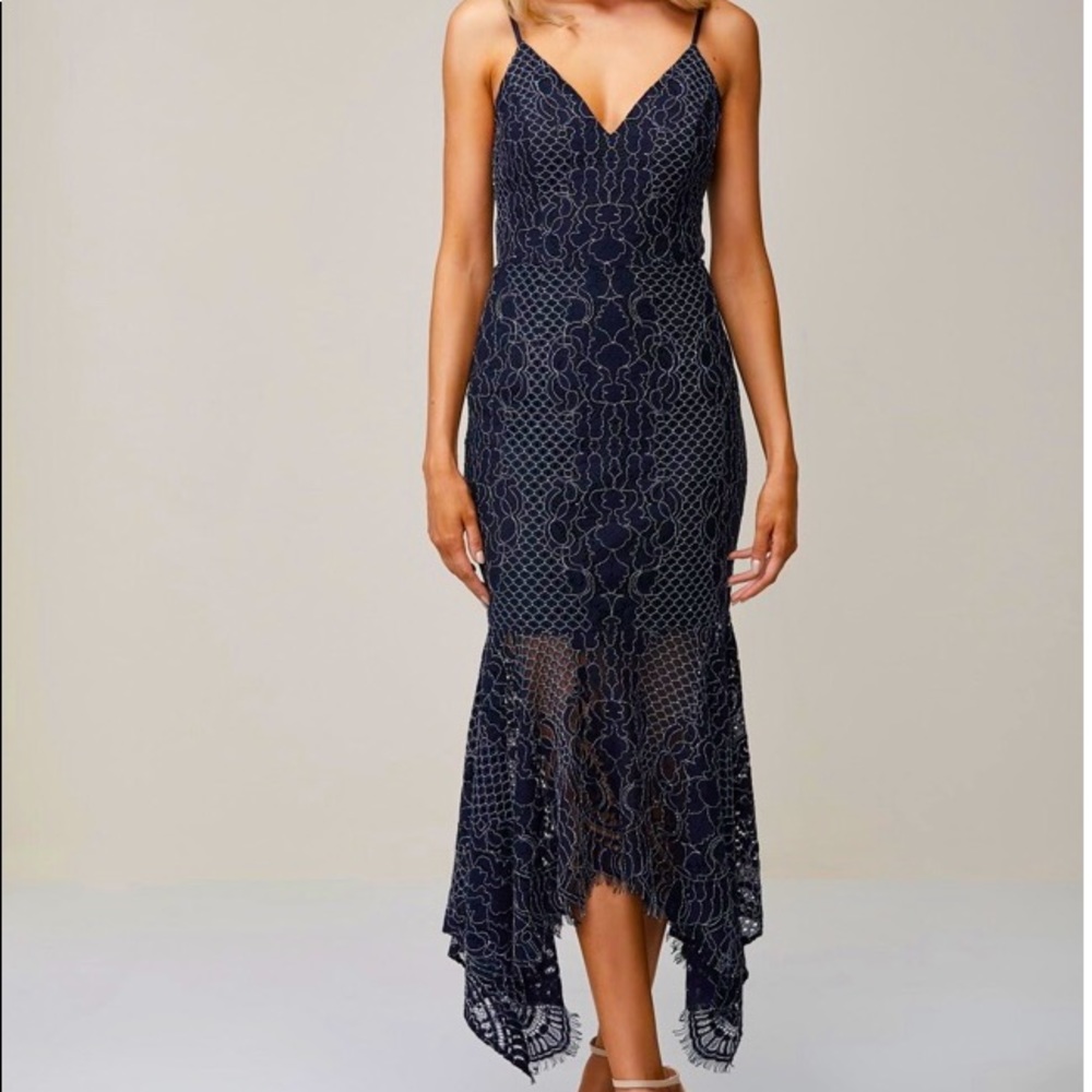 Shona Joy lace navy dress in size US 4. Worn once